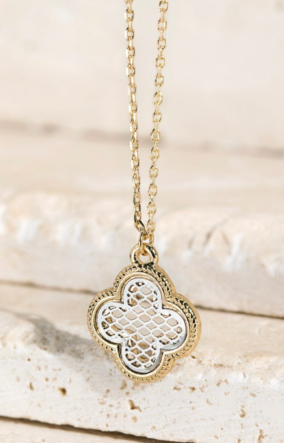 Two Tone Clover Necklace