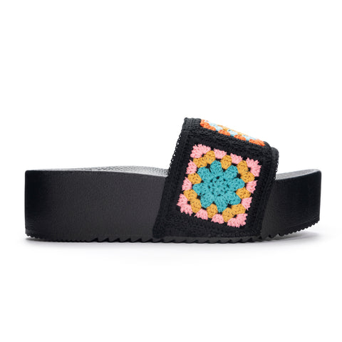 Black Crochet Platform Sandal