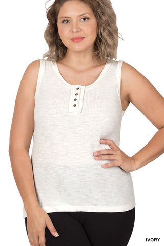 Button Ribbed Tank